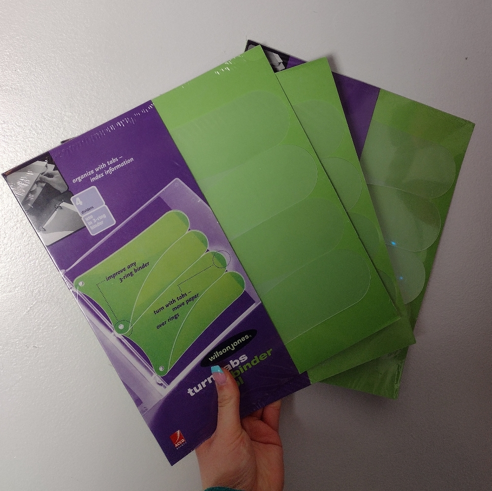 Wilson Jones Turn Tabs Binder Tool 4 Dividers Use in 3 Ring Binder